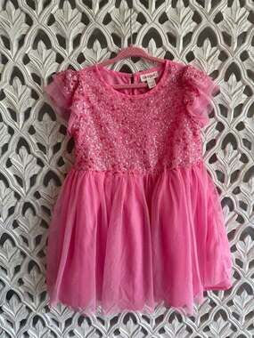 Cat & Jack Bubblegum Pink Sequin Tulle Dress, XS